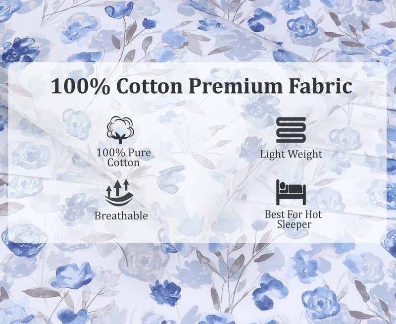 RUVANTI 100% Cotton Full Size Bed Sheets  4 Pieces  Soft & Breathable Percale Weave Bedding  Deep Pocket 16""  Hotel Standard  Crisp Cool Feel  Durable  Perfect Sheet Set Floral  Monotones - Image 4